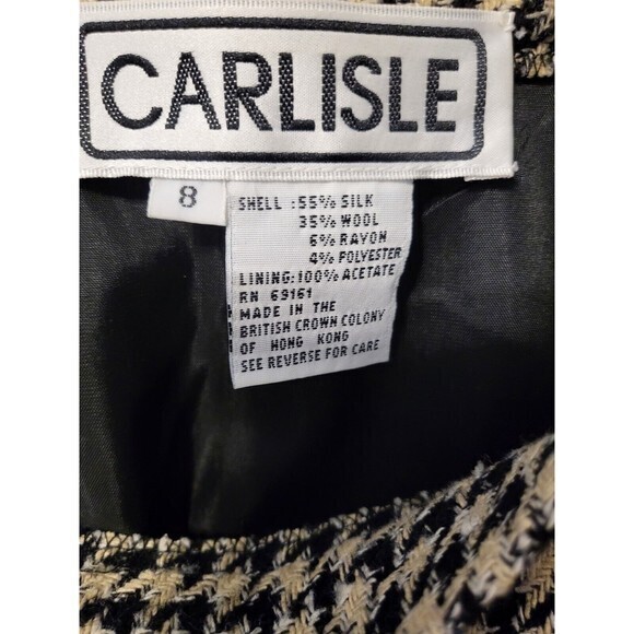 Carlisle Houndstooth Mindi Skirt Black White Wool‎ Silk Size 8 With Pockets - Picture 6 of 12